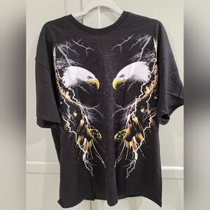 New Old Stock Y2K Vintage Biker T Shirt Double Eagle And Lightning XL NWOT